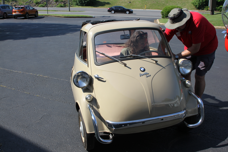 Checking out the Isetta. Photo credit: Rick Ruth